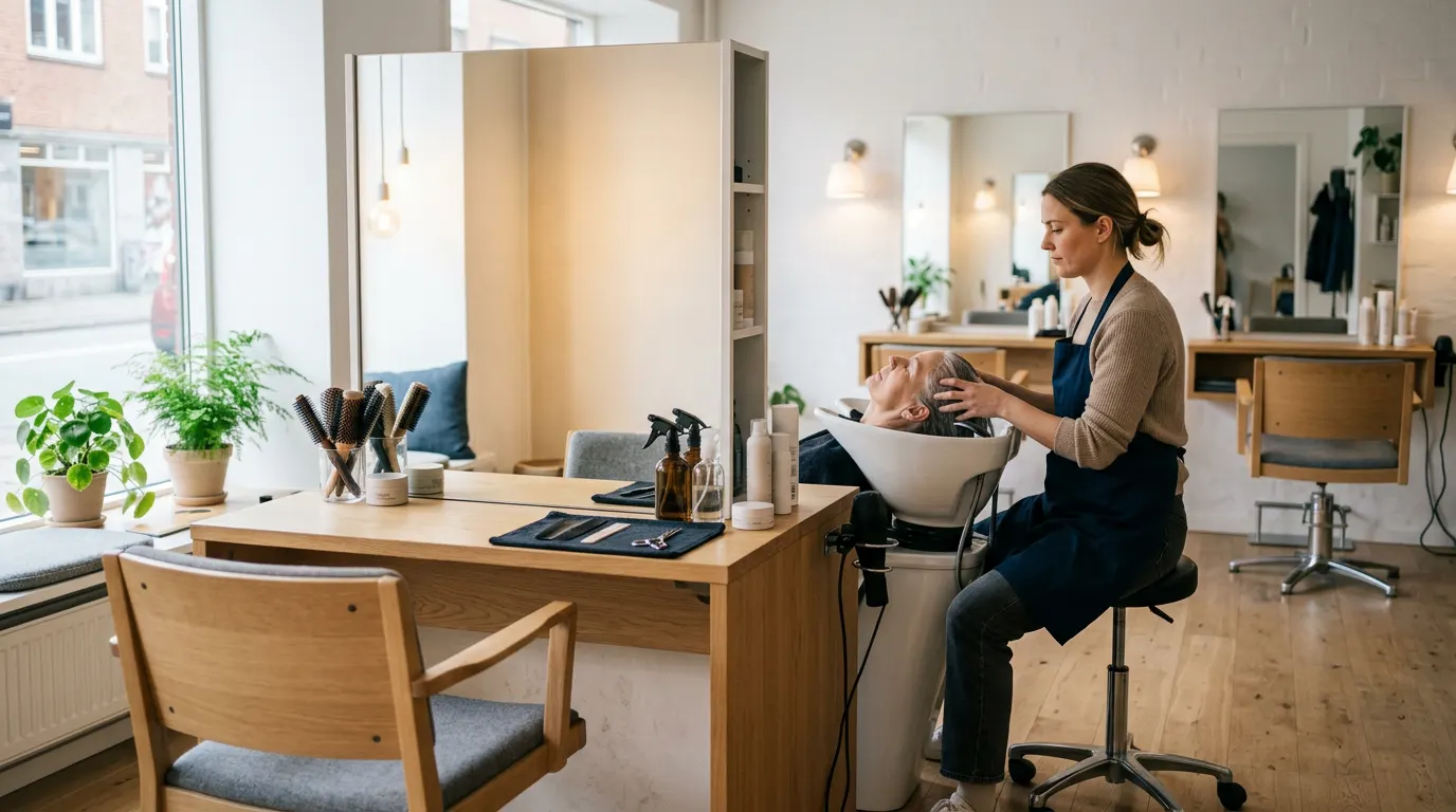 Erhvervslån til salon Lys, moderne salon med behandlingsstol og spejle