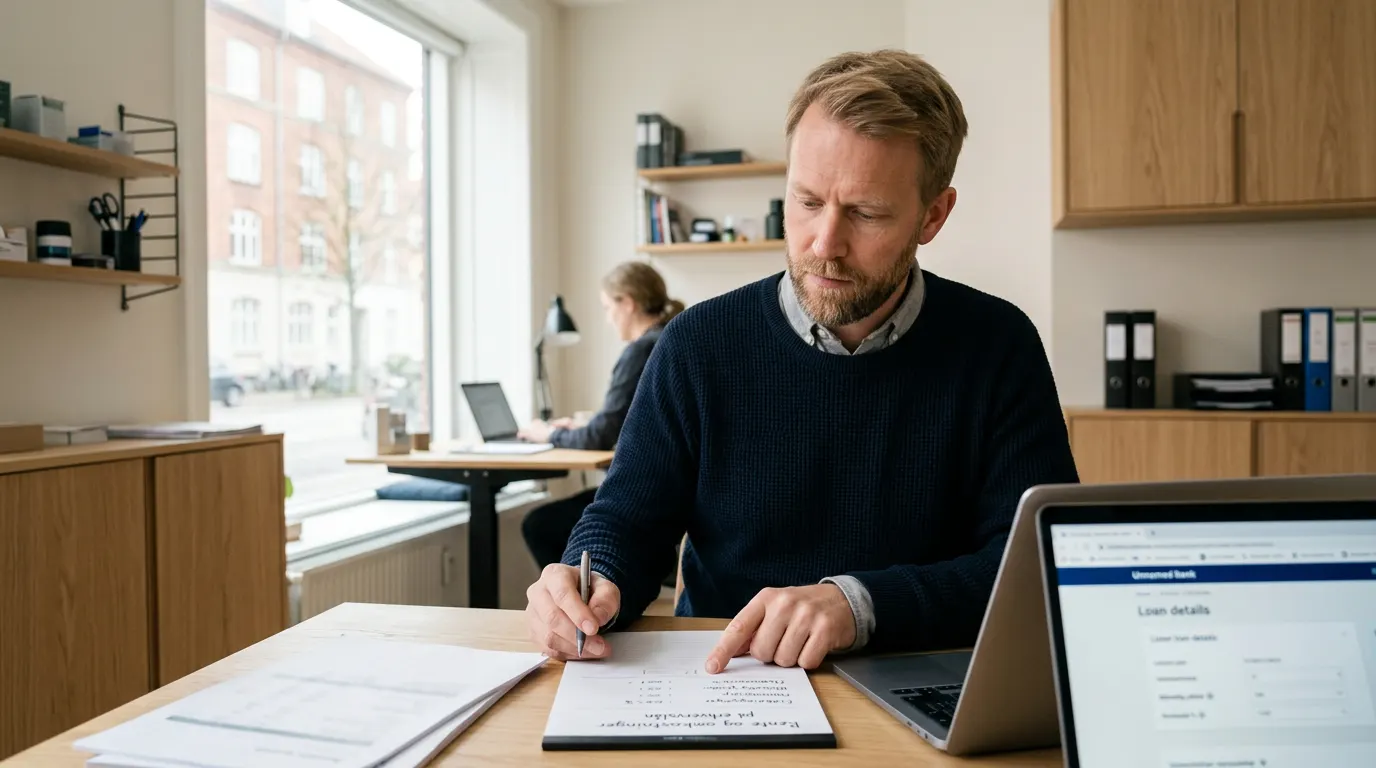 Erhvervslån rente – forstå prisen Virksomhedsejer sammenligner rente og omkostninger på erhvervslån