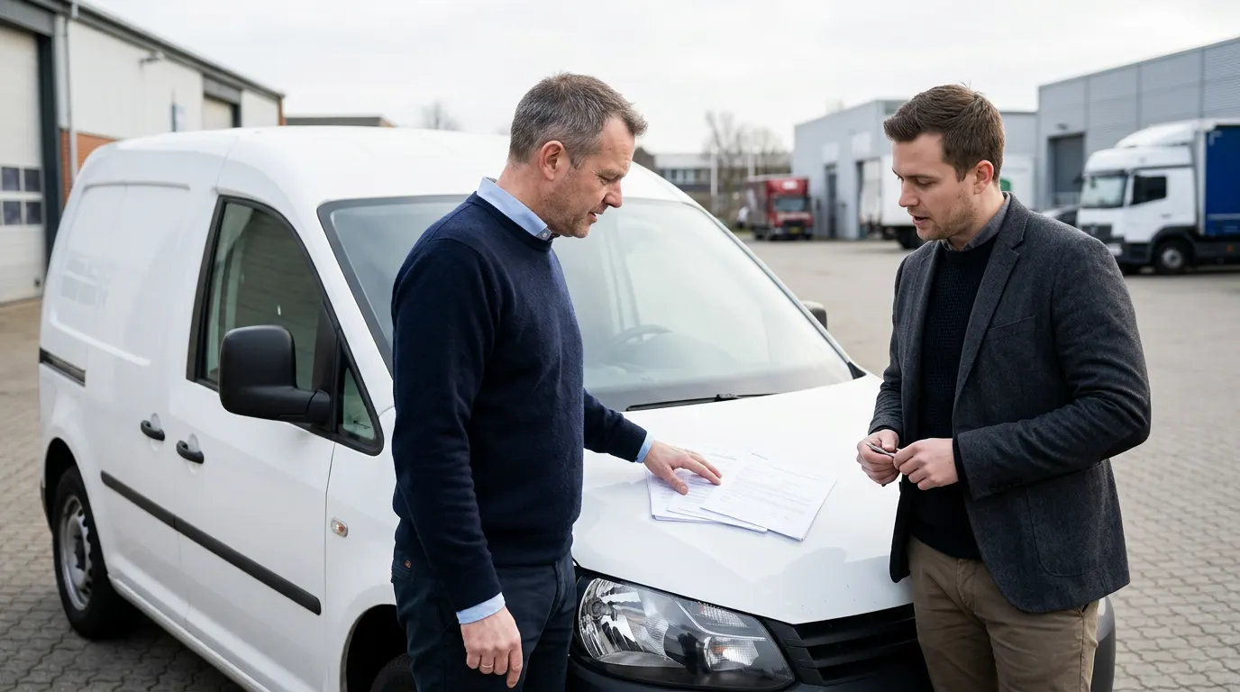 Lån til firmabil – sikkerhed i bilen Virksomhedsejer gennemgår finansiering og pant i varebil sammen med forhandler
