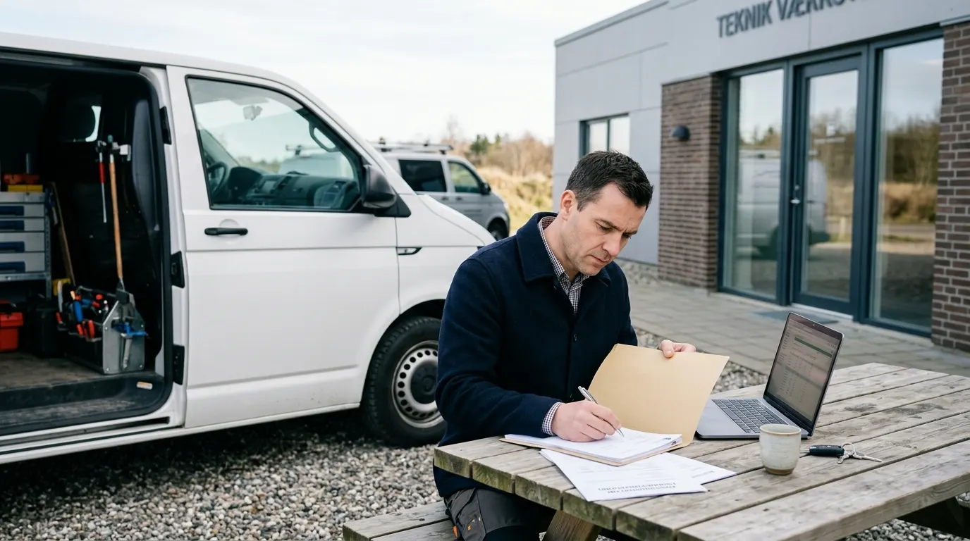 Hurtigt lån til firmabil – dokumentation Selvstændig samler biltilbud og regnskab før ansøgning om finansiering